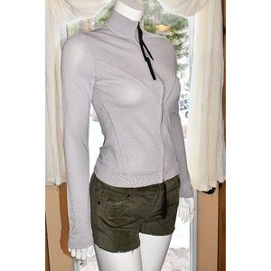 Express Sporty Full Zipper Collared Knit Top